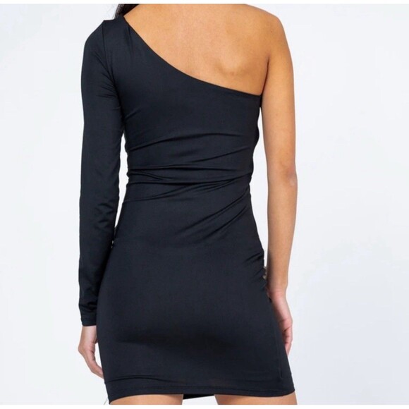 NWT Reformation Yara Size S One Shoulder Tencel Black Mini Dress Stretchy New - Picture 4 of 14
